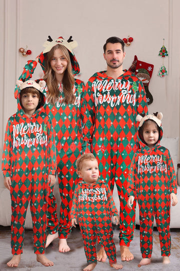 Green Red One Piece Snowflake Plaid Christmas Family Matching Pajamas